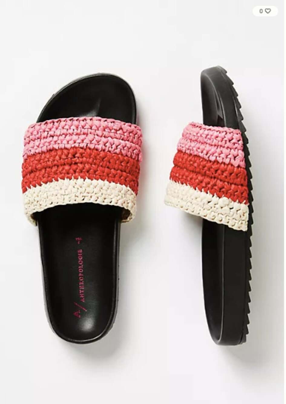 ANTHROPOLOGIE Amira Red Stripe Woven Slide Sandals // 7